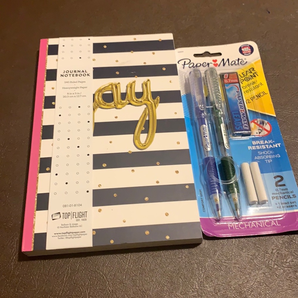 Top Flight Joy Journal Notebook and 2 paper mate pencils